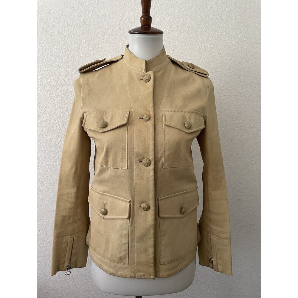 3.1 Phillip Lim Jacket Women 2 Lamb Leather Military Safari Brown FLAW